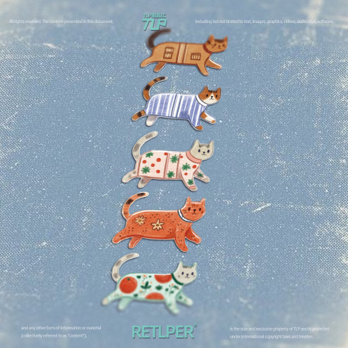 RETLPER镂空车贴 原创《变装猫猫出行》可爱手绘汽摩平面防水贴纸