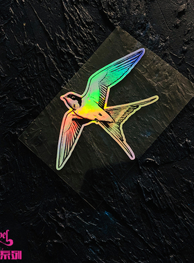 TLP镭射车贴 燕子燕子Swallow汽车纹身鸟类动物图腾变色防水遮痕