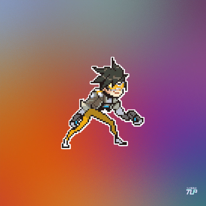 tlp反光车贴 守望先锋ow喷漆涂鸦猎空闪光tracer q版像素游戏贴