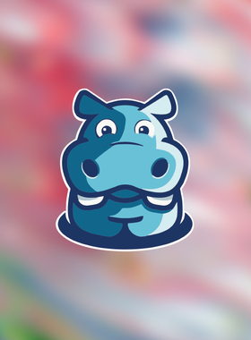 TLP反光车贴 河马可爱动物园蓝色可爱大嘴河马幼儿园贴行李箱贴纸