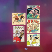 TLP反光车贴 复古pop波普风漫画少女感美女英文拟声掐架防水贴纸