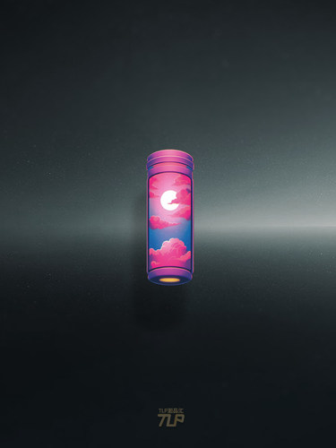 空间胶囊一罐云与月贴纸原创