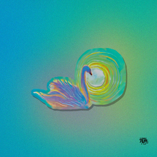 TLP反光贴纸 心情切片系列 油画风格天鹅游水太阳艺术生平面贴纸