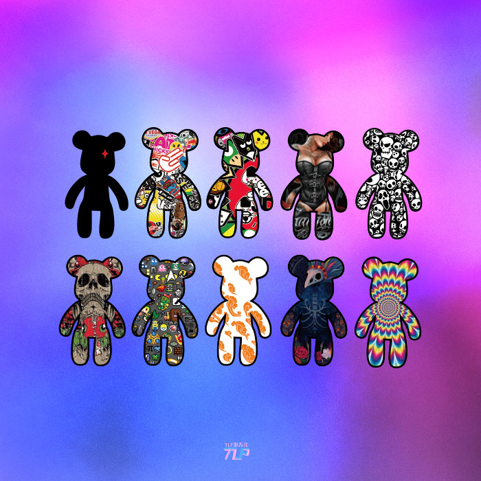 tlp反光车贴 可爱卡通 暴力momo熊迷彩涂鸦汽车电动机车防水贴纸