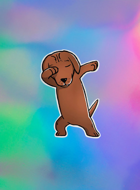 TLP反光车贴 dab举手动作腊肠犬宠物狗狗行李箱贴纸防水无痕墙贴