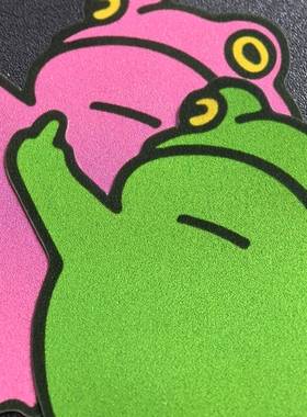 TLP反光车贴 粉蛤蟆青蛙中指神气 可爱搞笑多用汽摩防水贴纸