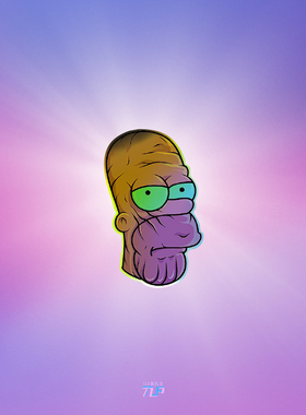 TLP镭射车贴 辛普森荷马灭霸Simpsons复联漫威恶搞变色幻彩贴纸
