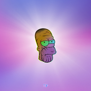 TLP镭射车贴 辛普森荷马灭霸Simpsons复联漫威恶搞变色幻彩贴纸