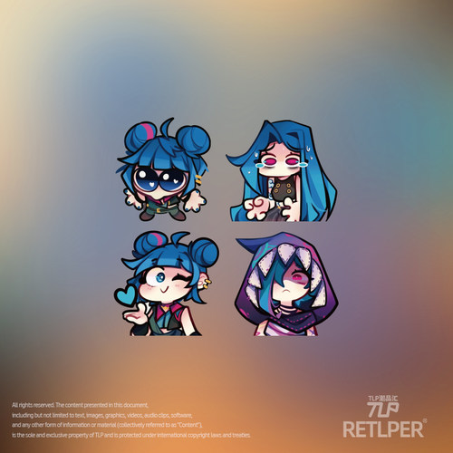 RETLPER镂空车贴 四阶段爆爆 JINX 可爱表情包双城 汽摩防水贴纸