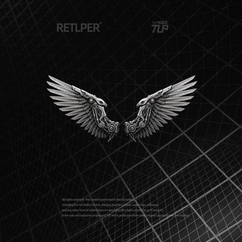 RETLPER镂空贴纸 原创 飞鹰机械朋克精工翅膀 汽摩防水平面贴纸