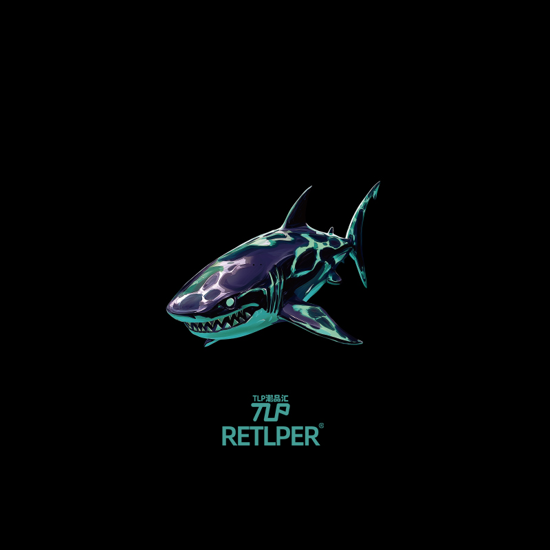 RETLPER镂空车贴 原创 青绿鲨鱼海霸涂鸦 汽摩防水平面装饰贴纸