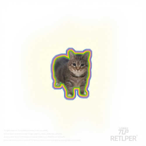 RETLPER反光贴纸 oiiai旋转电音猫 可爱meme汽摩装饰平面防水贴纸