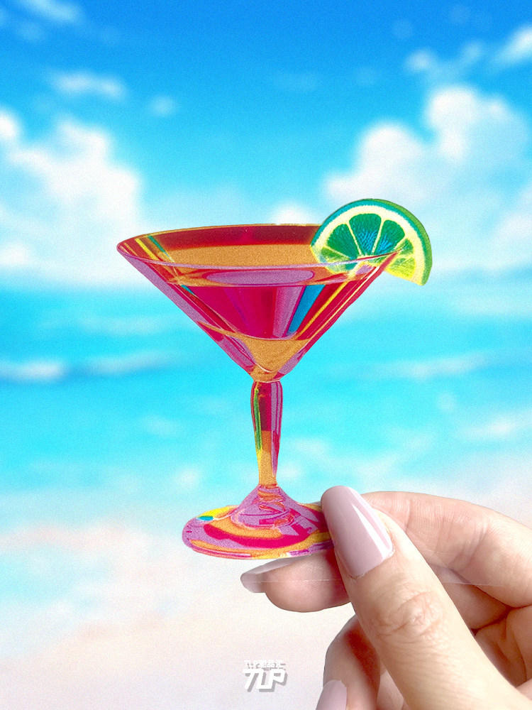 鸡尾酒杯莫吉托反光车贴原创