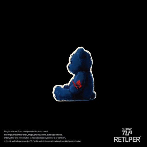 RETLPER反光车贴 原创 安静的玩具熊与蝴蝶 汽摩防水装饰平面贴纸