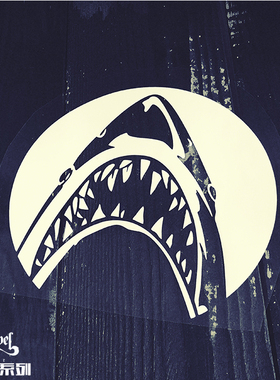 TLP镂空车贴  JAWS大白鲨电影鲨鱼恐怖标志logo笔记本装饰贴