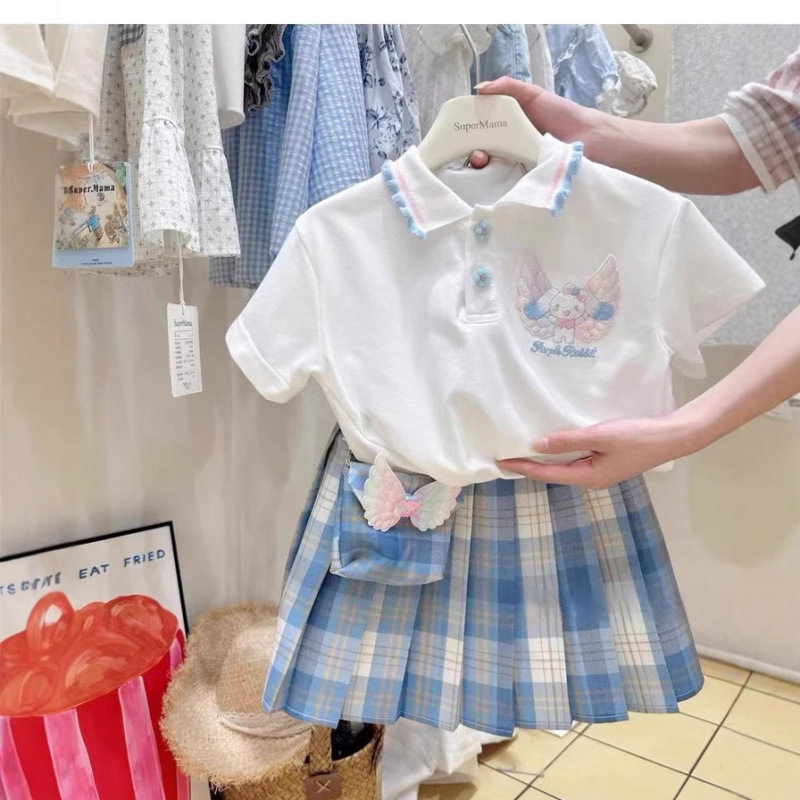 女童玉桂狗夏装连衣裙2025新款夏季儿童短袖两件套女孩jk套装裙子
