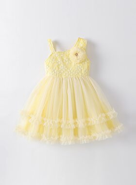 儿童演出礼服半吊带亮片公主裙女童宝宝周岁礼服裙蓬蓬裙纱裙