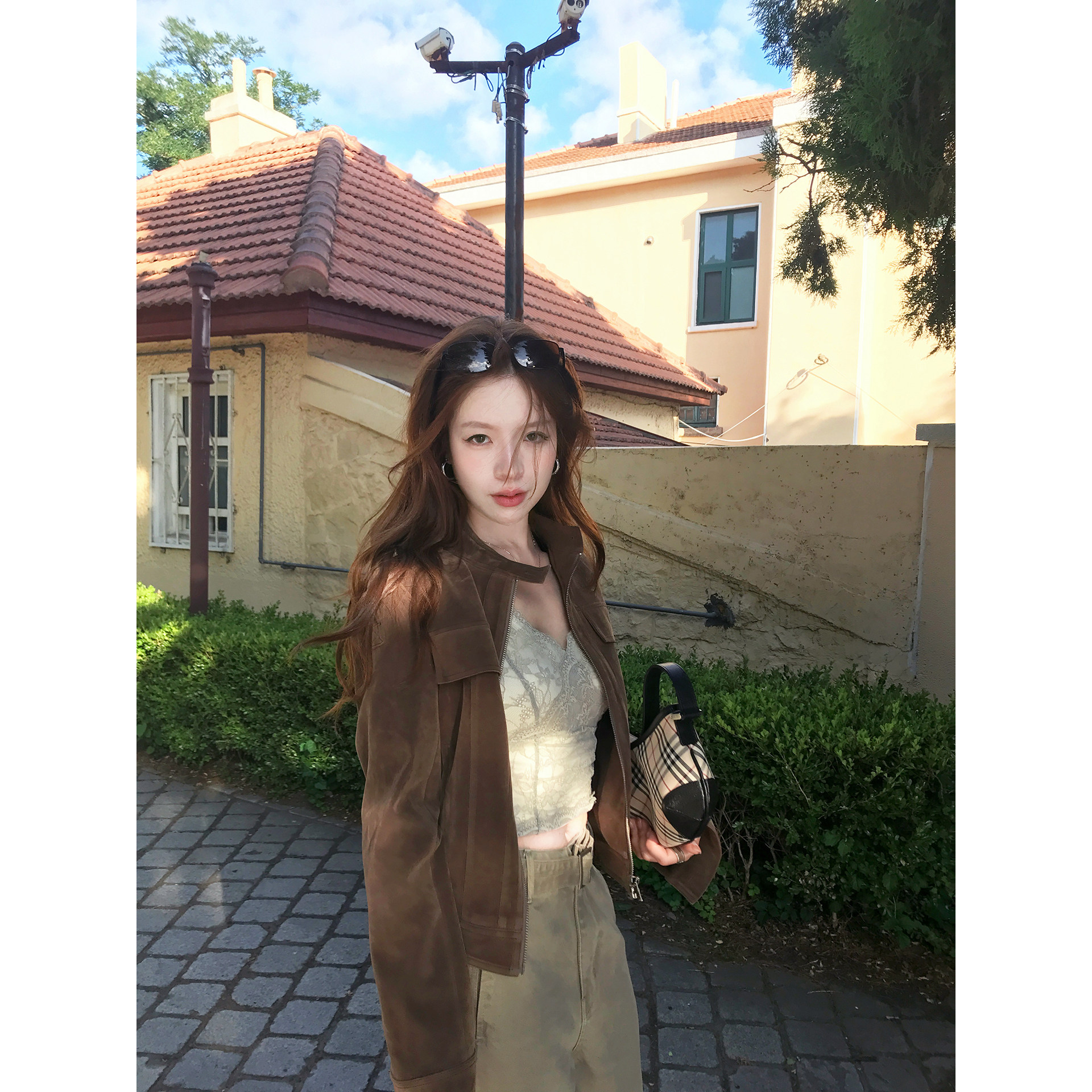 TMHSTUDIO双口袋麂皮短外套女图片