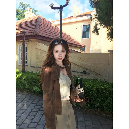 TMHSTUDIO双口袋麂皮短外套女