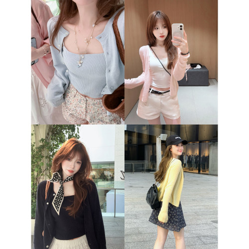 【春夏5折】和纸纱温柔针织开衫修身吊带背心两件套装