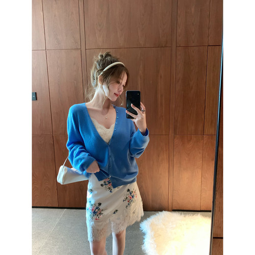 TMHSTUDIO羊绒羊毛V领针织开衫女