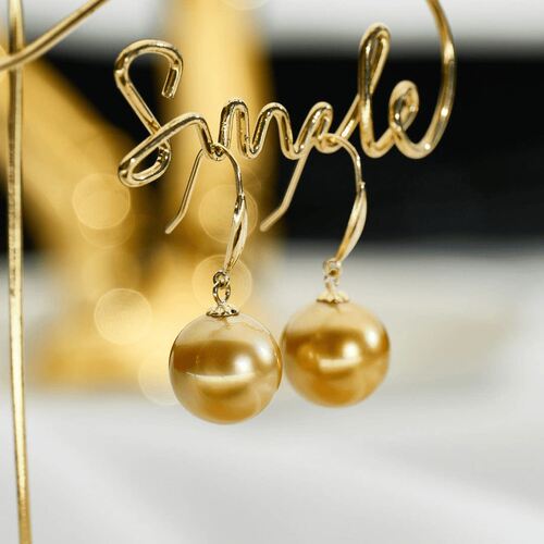 海水南洋金珍珠耳钩 18K金 10-11mm  2059H00DY