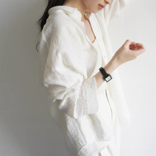 JOJOZ 象牙白宽松长袖衬衫亚麻天丝防晒凉爽天然返璞24年夏