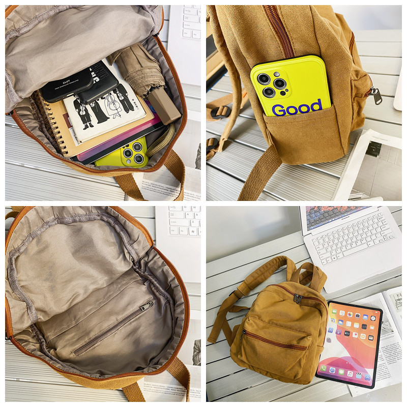 2023 NEW MINI SMALL SCHOOLBAG JAPANESE AND KOREAN CASUAL FASHION CANVAS BACKPACK STUDENT SOLID COLOR VERSATILE TABLET BACKPACK