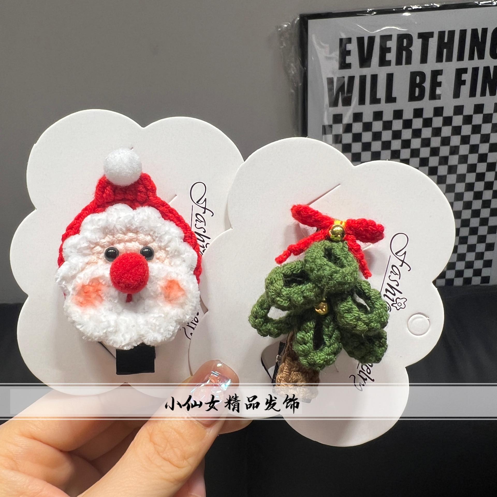 圣诞老人毛线编织宝宝发饰可爱