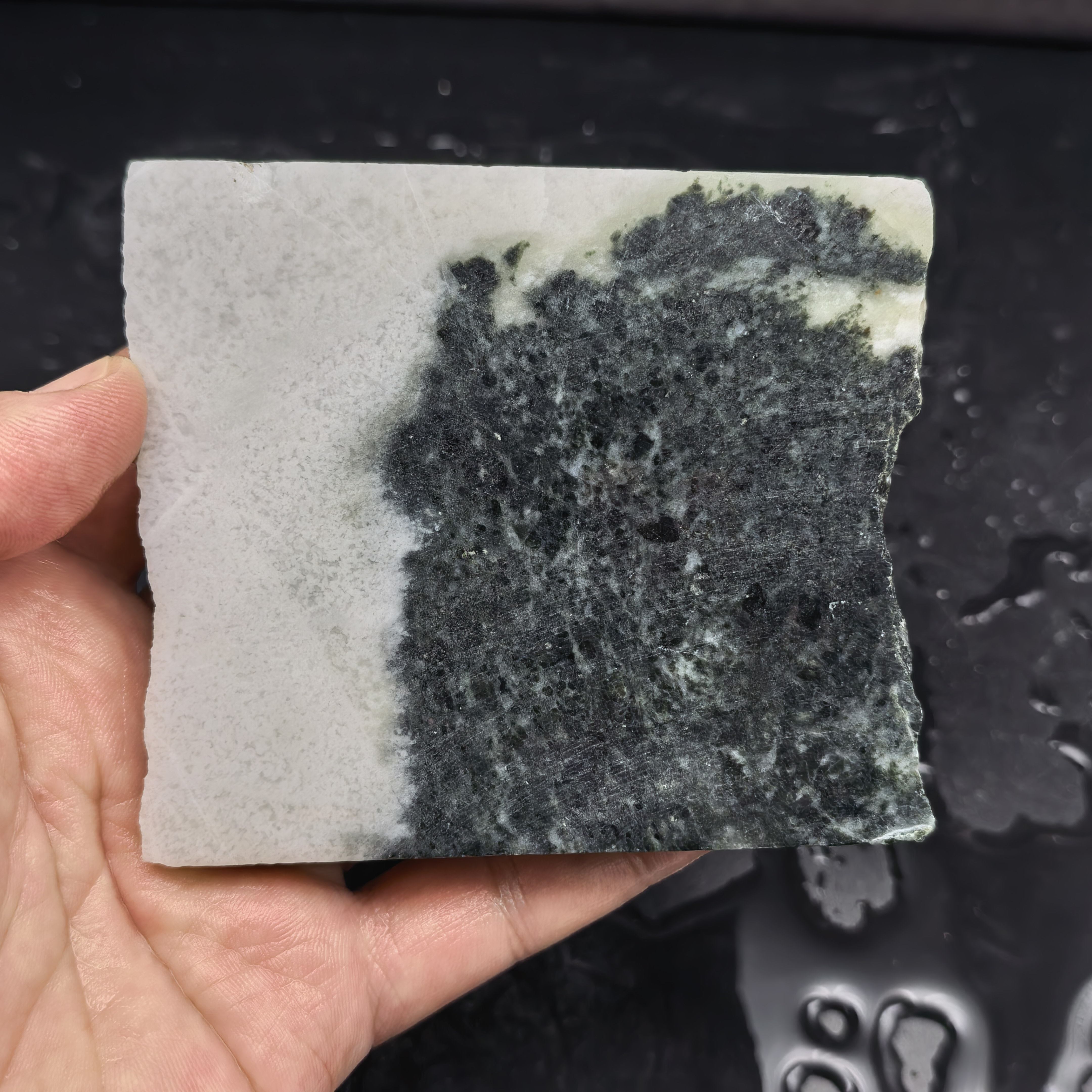 南阳独山玉黑白料独玉白色玉料原石矿石雕刻材料玉石标本