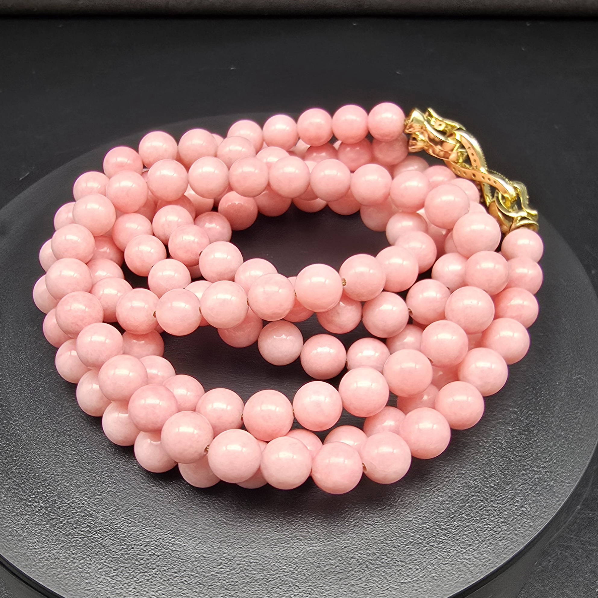 独山玉独玉粉红芙蓉红圆珠项链双排公主链8MM纯天然正品新款爆款