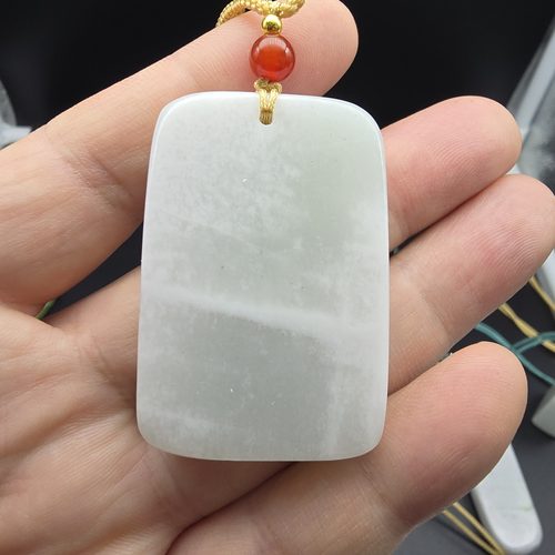 南阳独山玉独玉瓷白料手持把玩件手把件无事牌原石抛光玉品正品