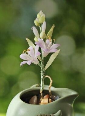 原创手工制作粉紫色玉簪花发簪汉服配饰古风发饰定制旗袍头饰盘发