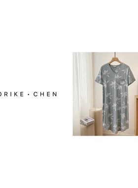 灰底大花短袖家居裙NK44241