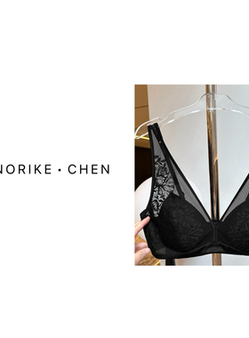 深V领刺绣网纱拼接真丝素绉缎包边文胸101117