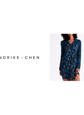 暗夜蓝蛇纹衬衫裙柔软飘逸家居裙NK44211