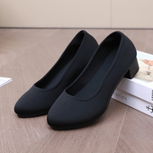 女久站不累脚软底浅口黑色工装 鞋 女布鞋 工作鞋 上班穿职业通勤女鞋