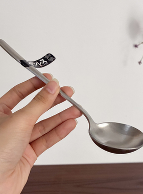 外贸原单哑光304不锈钢加深汤勺吃饭喝汤调羹家用长柄精致嗦粉勺