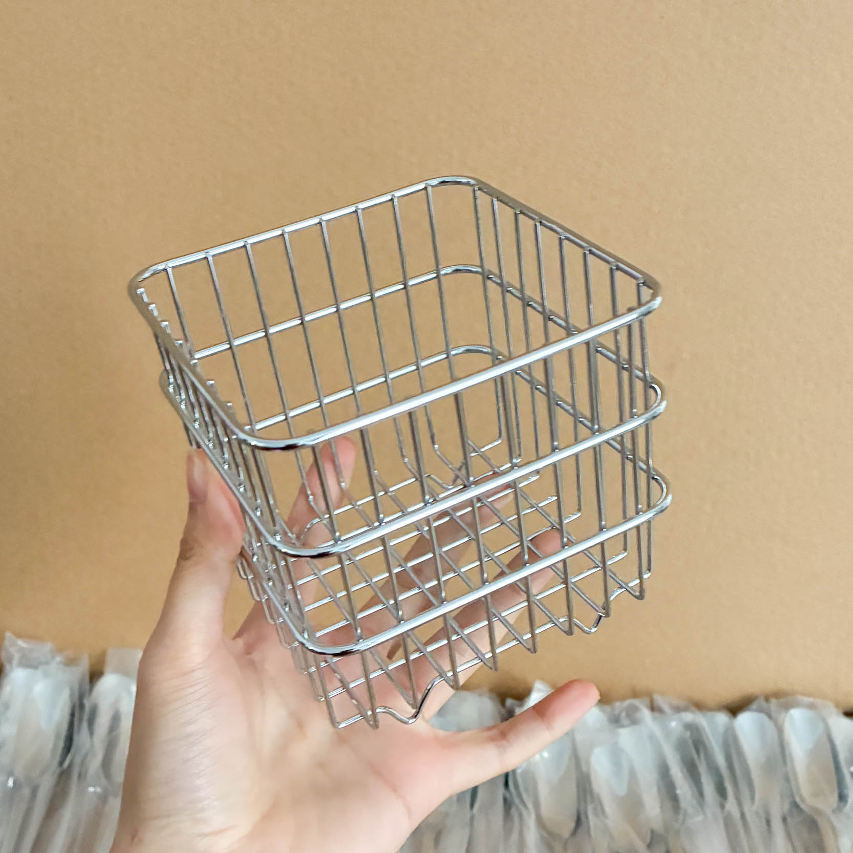 不锈钢厨房置物架简约家居桌面收纳筐水果蒜头姜水果篮子果蔬ins