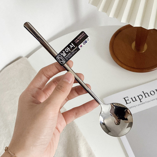 外贸原单304不锈钢吃饭喝汤小圆更长柄搅拌勺可爱甜品奶茶小汤勺