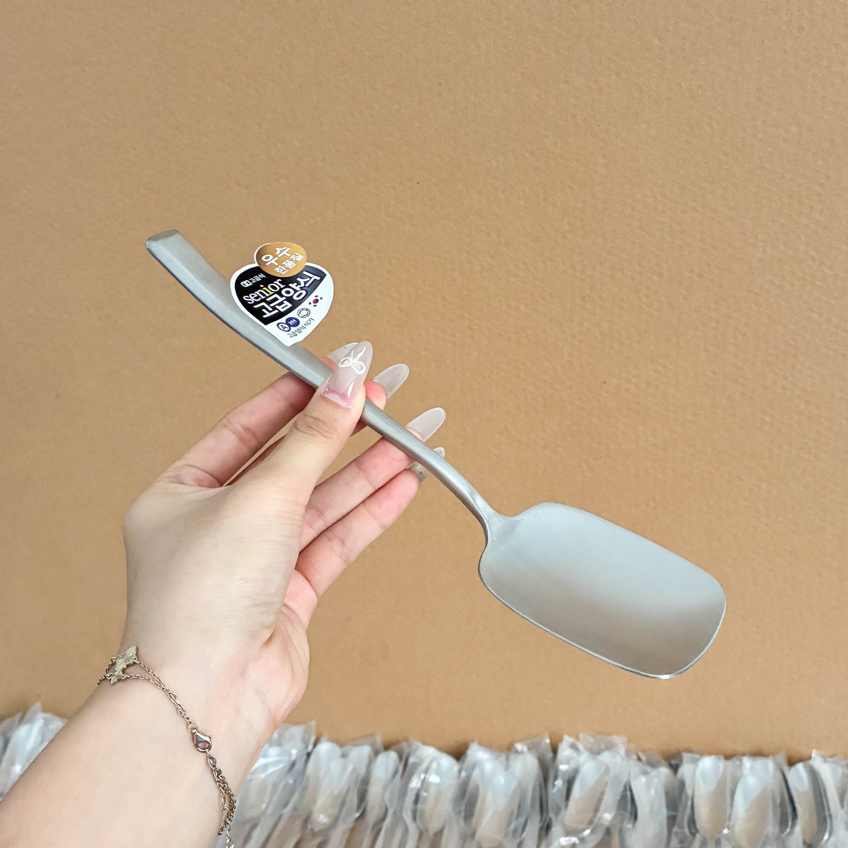 外贸原单304不锈钢砂光轻奢分餐勺家用餐厅公用大勺分菜勺子高档