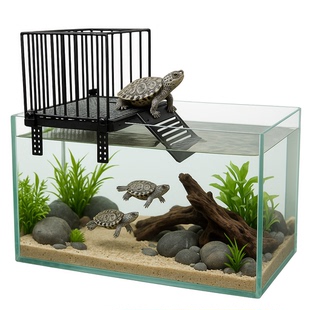 乌龟晒台巴西水龟挂钩高水位晒背浮台龟缸鱼缸不锈钢爬台别墅