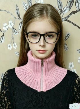 儿童款竹炭棉线拉链高领脖套保暖假衣领防寒可缝合在羽绒服上