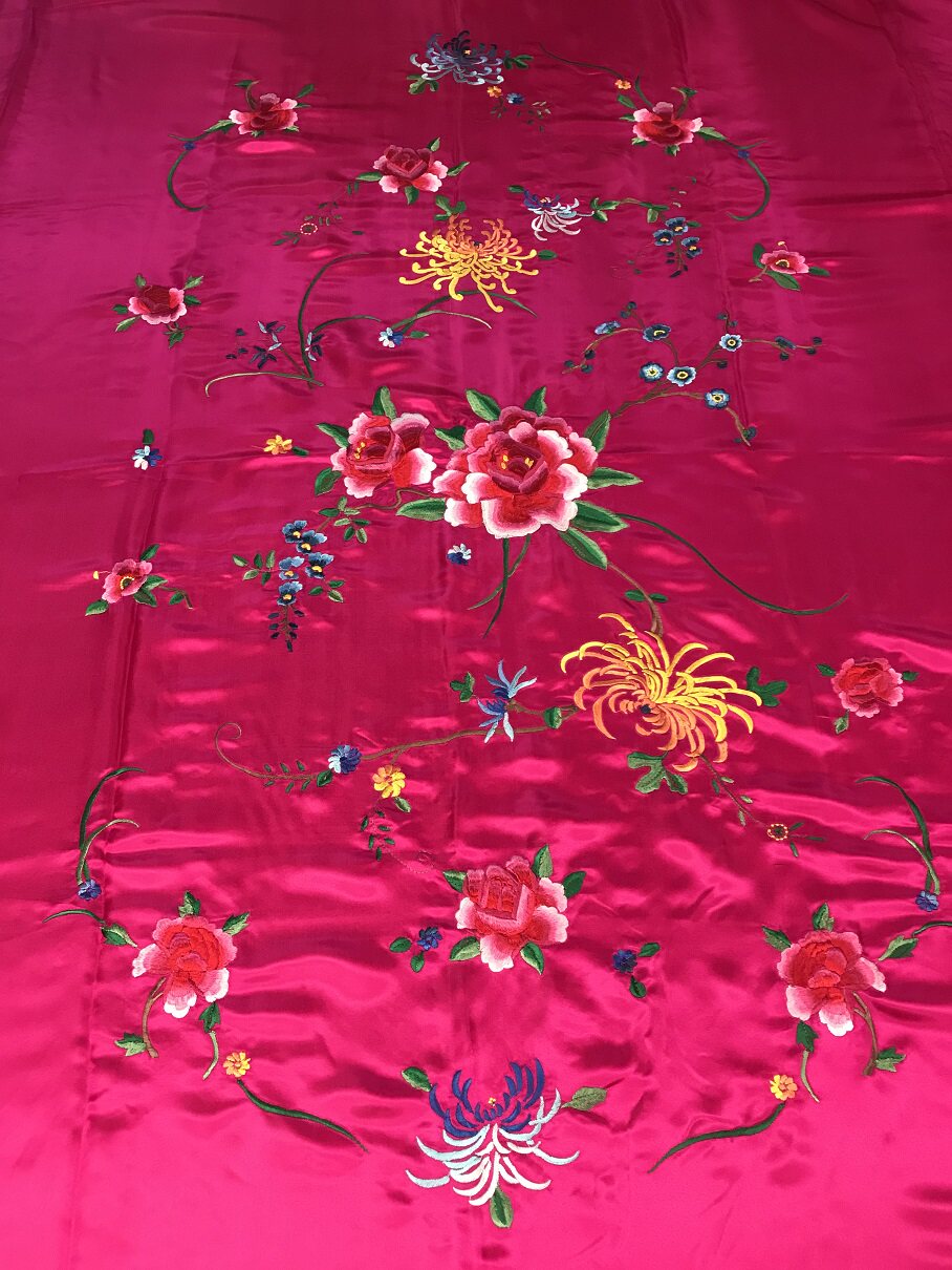 杭州真丝软缎被面/真丝被套(桑蚕丝) 百花图(电脑绣花) 结婚礼品