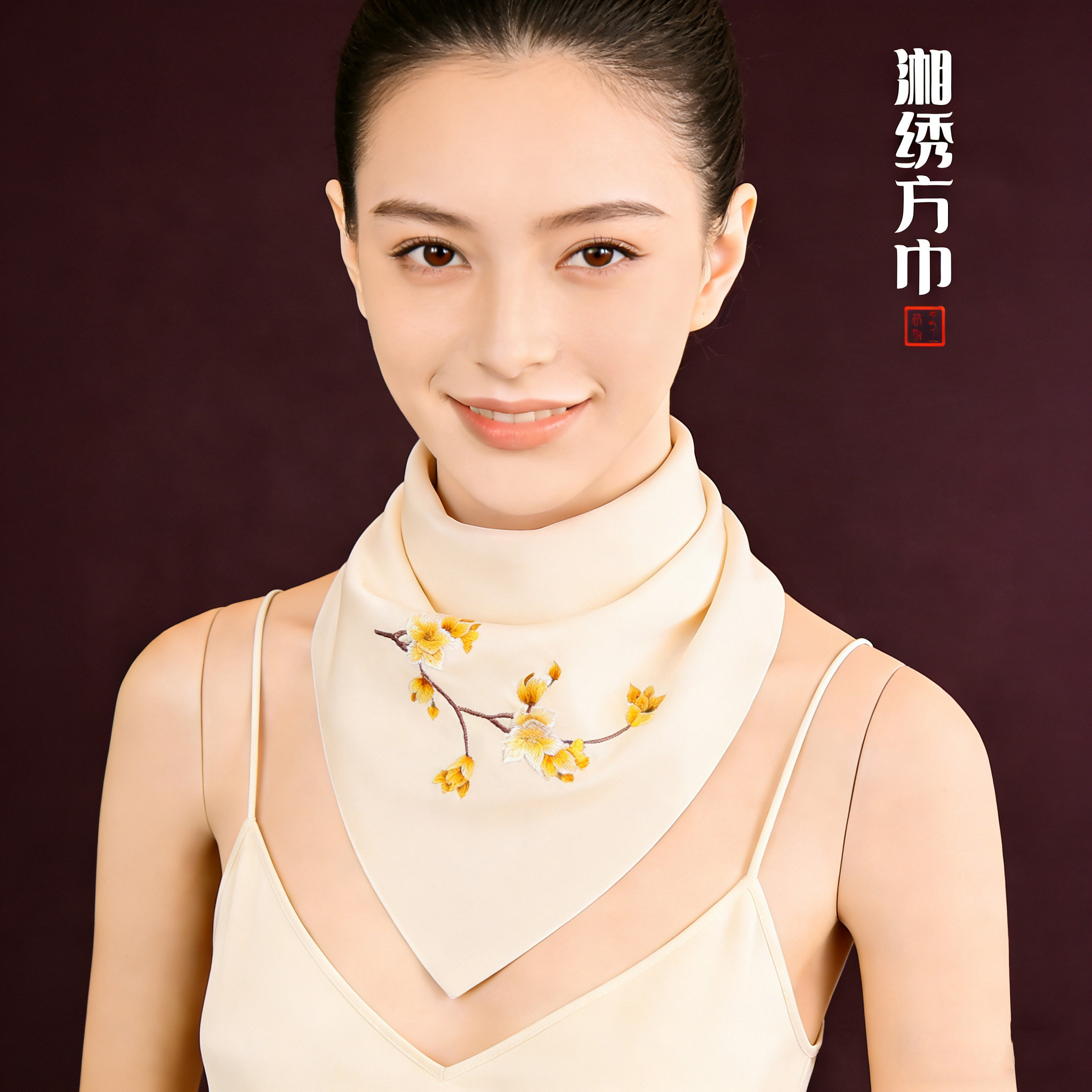 湘绣方巾手工刺绣丝巾围巾中国风礼物送老外礼品伴手礼湖南特产