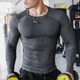 撸铁运动T恤弹力速干紧身衣男款 压缩肌肉训练跑步健身服 教练长袖