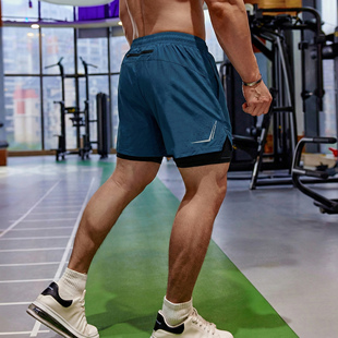 短裤 撸铁健身夏季 专业训练三分裤 男士 潮 假两件跑步宽松速干运动裤