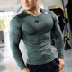 撸铁狼运动T恤弹力速干紧身衣男教练长袖 压缩肌肉训练跑步健身服