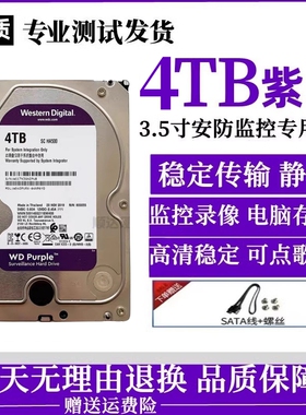 WD/西部数据WD40PURX 西数4t紫盘 电脑台式机4T监控机械硬盘1T2T