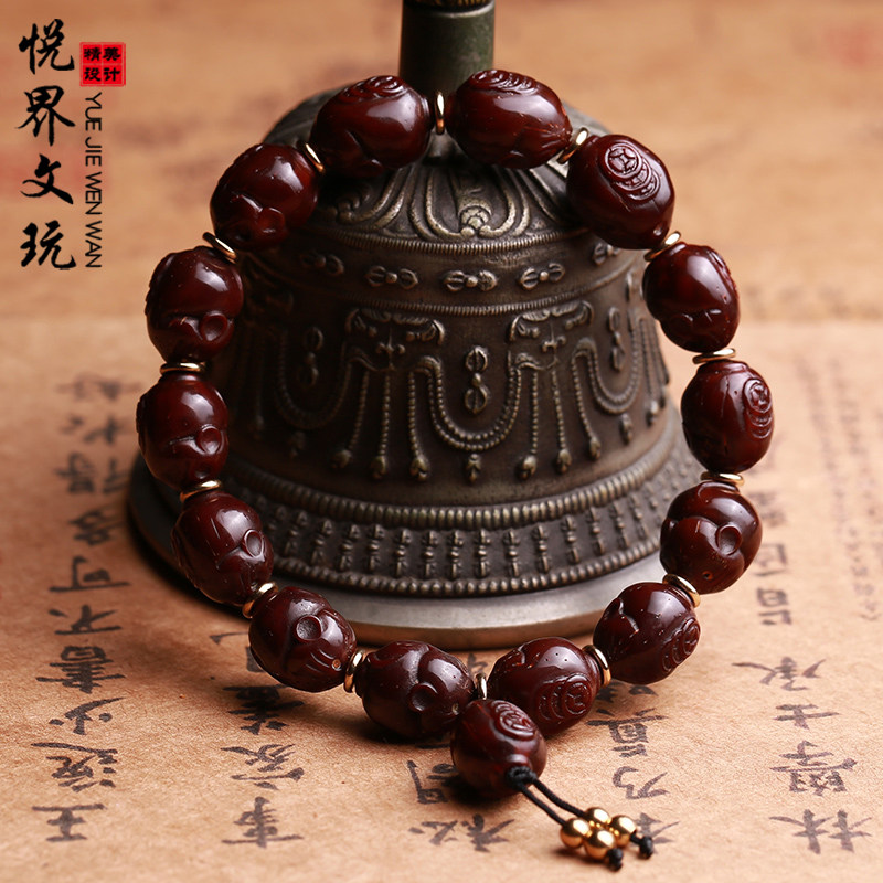 雕刻金钱鼠包浆文玩把件佛珠手链